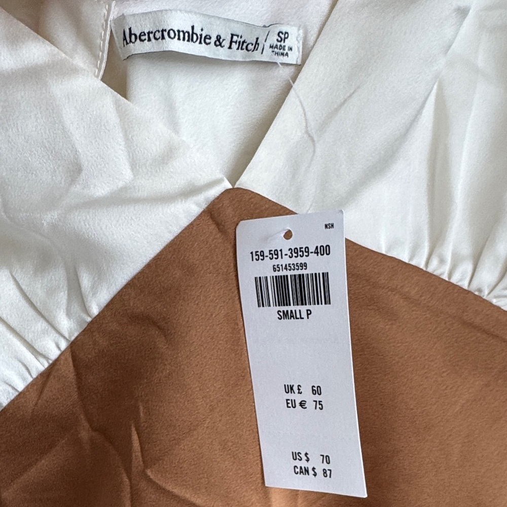 Abercrombie & Fitch Cream and Brown Two-Tone Slip Dress - Picture 2 of 3
